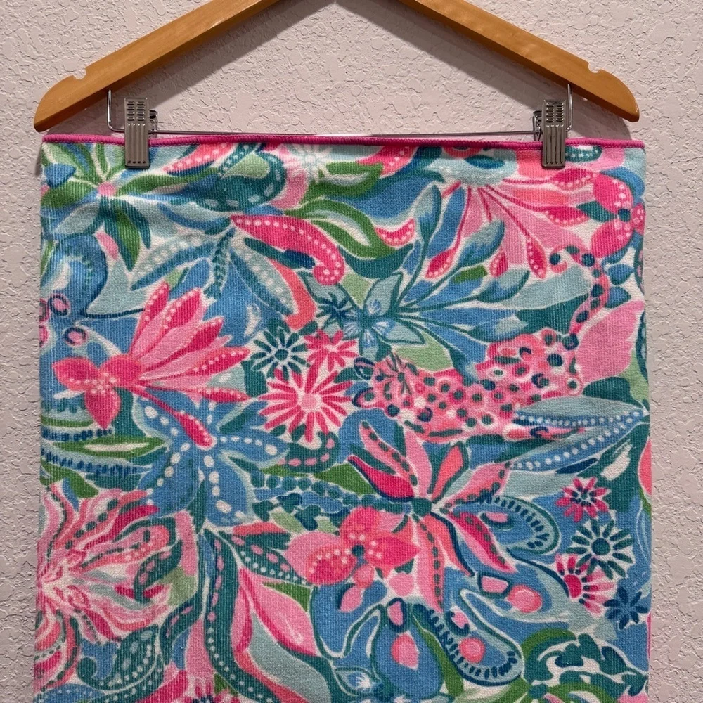 Lilly Pulitzer Vibrant Floral Beach Towel Multicolor Microfiber Pool Pnk Blue OS